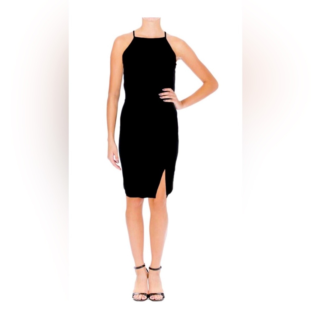 Black Cocktail Dress with leg slit - size 6 - NWT